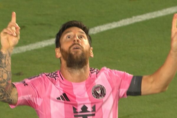 Inter Miami’s Lionel Messi takes away ball from goalkeeper and scores his second goal of game vs. Nashville