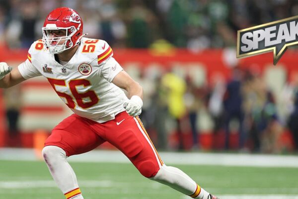 George Karlaftis dives into the urge to sack Tom Brady his rookie year, Jayden Daniels lands on sack list | Speak