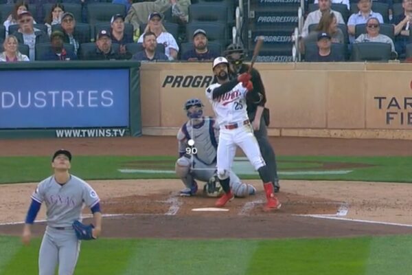 Twins’ Byron Buxton hits a 479-foot three-run homer vs. Rangers