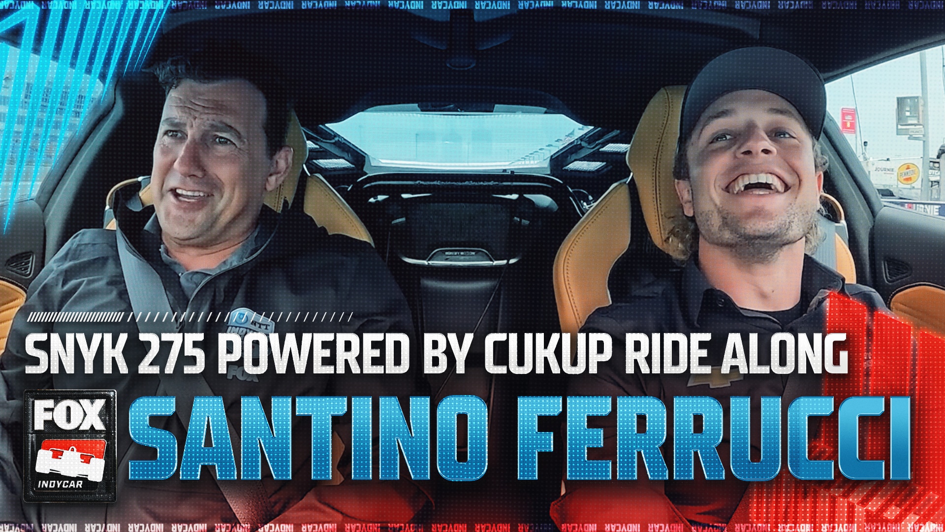 Santino Ferrucci takes Will Buxton around Iowa Speedway before the Synk 275 powered by Sukup