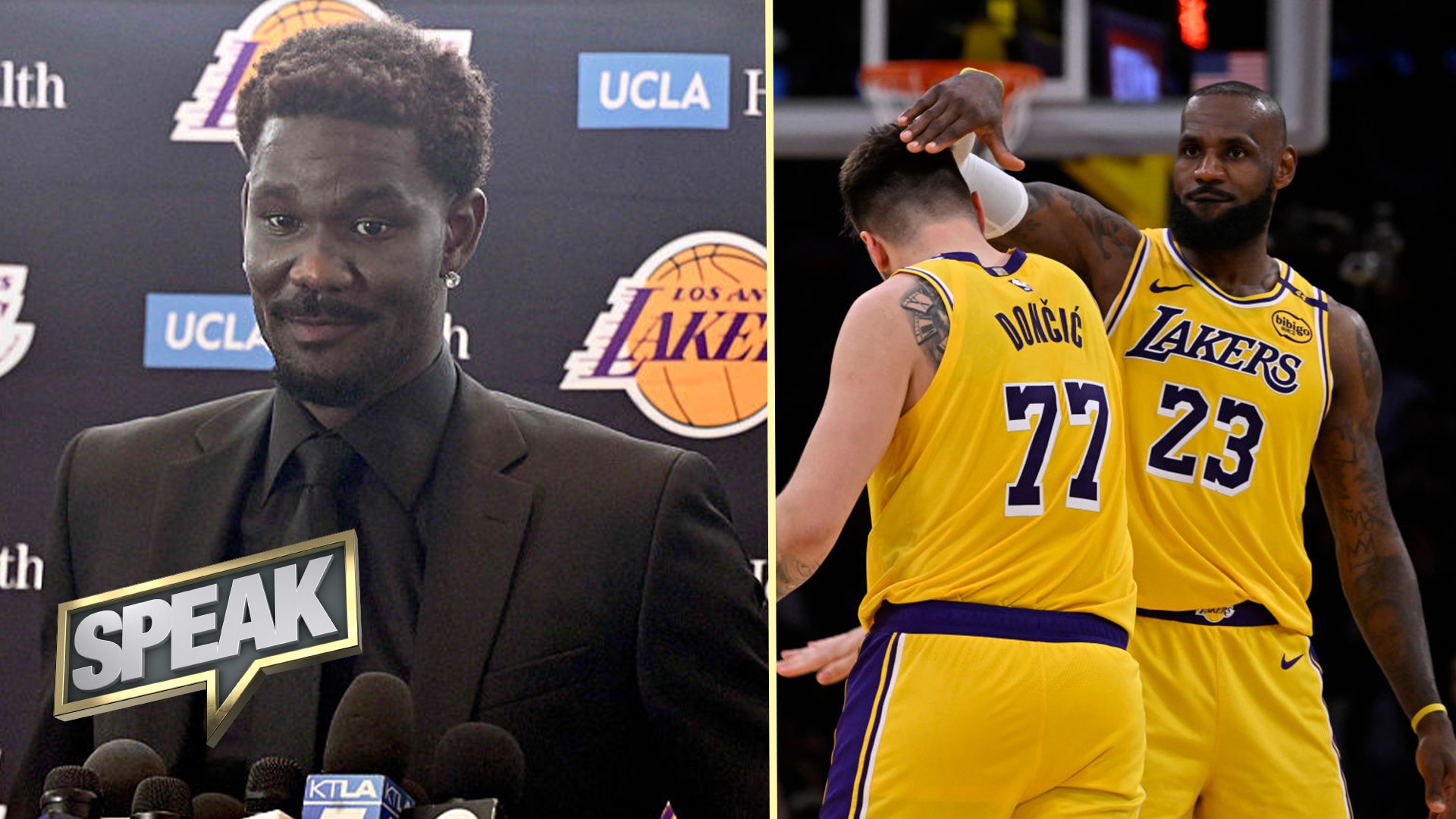 Is this Lakers squad Luka Doncic's team with Deandre Ayton not receiving a text from LeBron? | Speak Is this Lakers squad Luka Doncic's team with Deandre Ayton not receiving a text from LeBron? | Speak