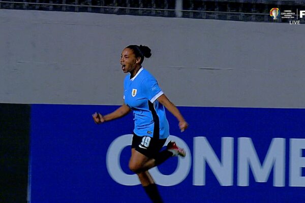 Wendy Carballo finds the back of the net, extending Uruguay's lead 2-0 over Chile