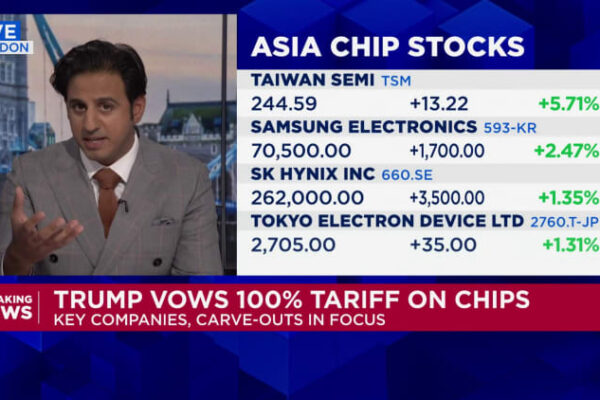 Chip stocks jump after Trump semiconductor tariffs on U.S. footprint