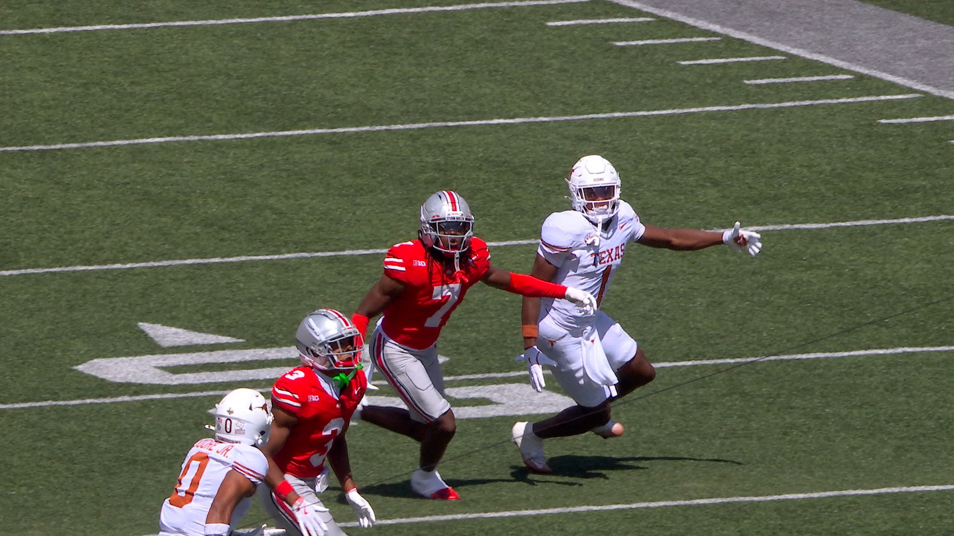 Ohio State's Jermaine Mathews Jr. intercepts Texas QB Arch Manning's pass