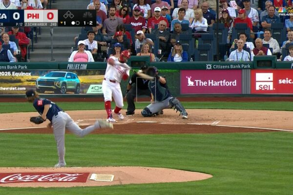Schwarber hits his 44th HR to give Phillies a 1-0 lead over Mariners