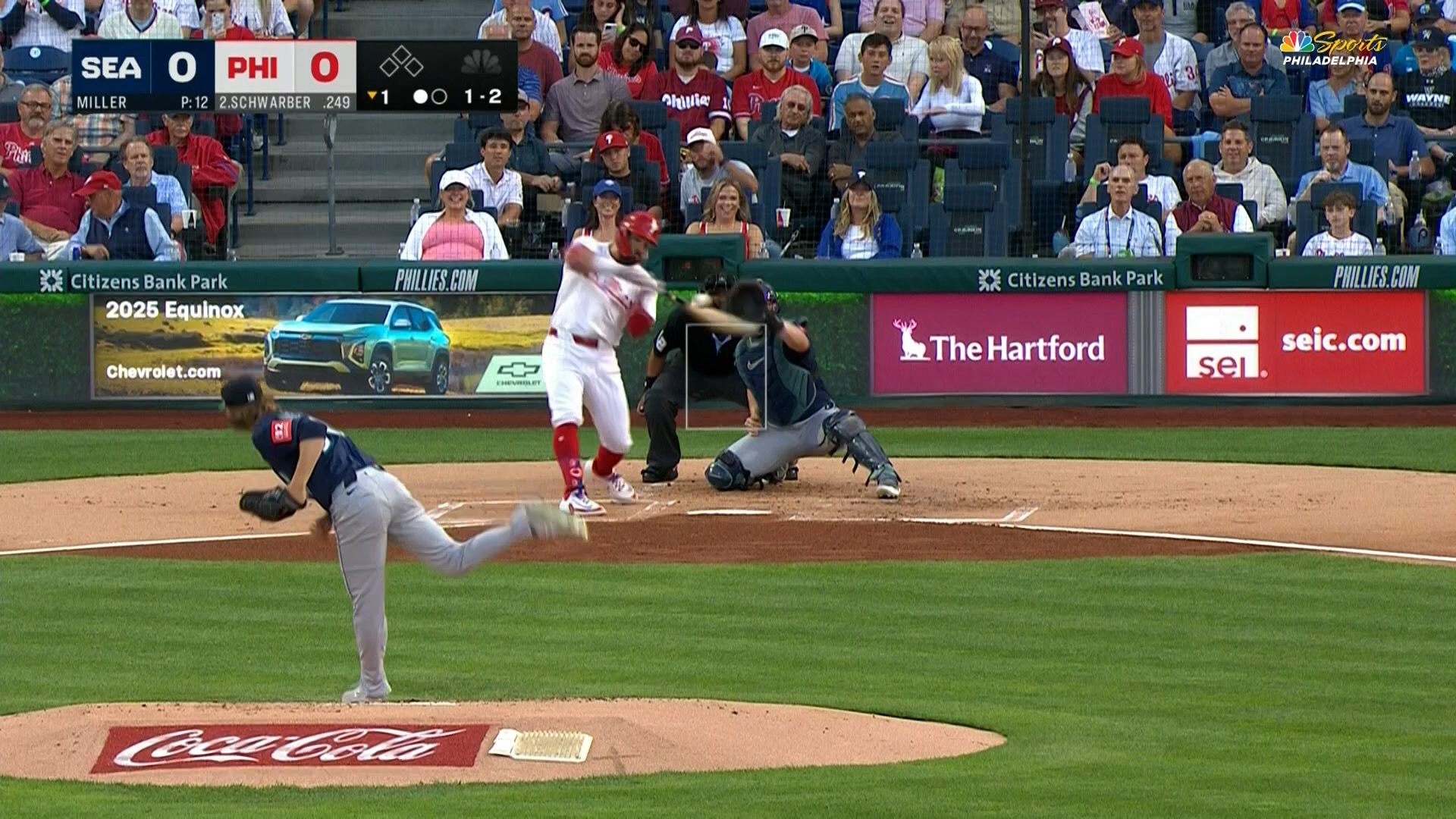 Schwarber hits his 44th HR to give Phillies a 1-0 lead over Mariners