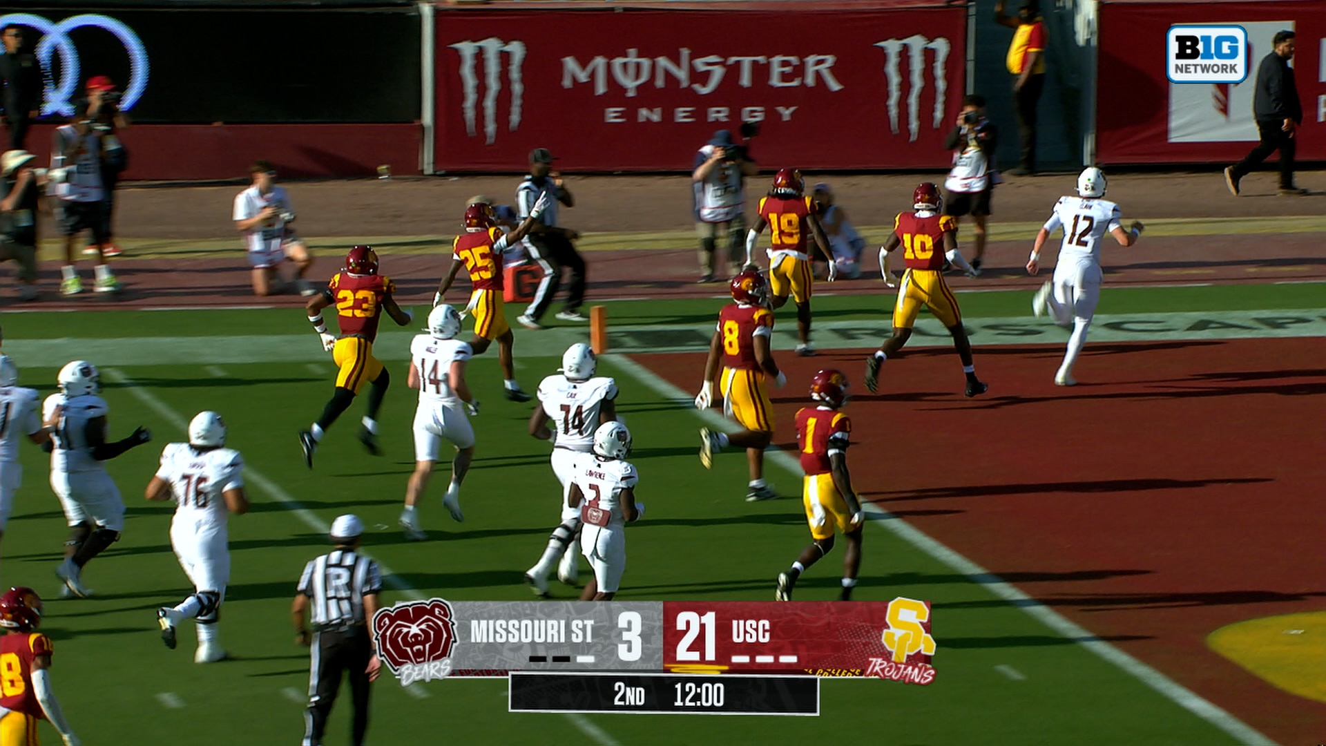 Bishop Fitzgerald returns interception 39 yards for a TD, extending USC's lead over Missouri State