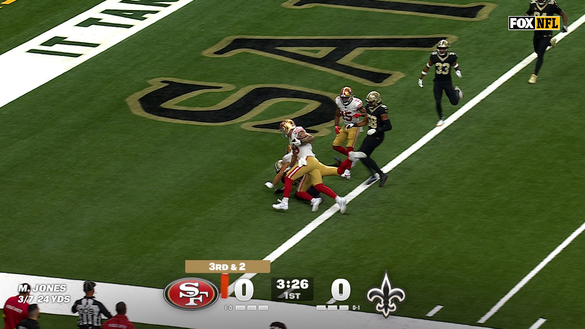 Mac Jones links up with Luke Farrell for 11-yd TD, giving 49ers lead over Saints