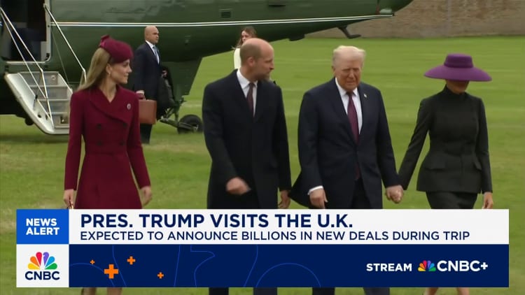 Trump’s state visit gets down to business as he heads to meet Starmer