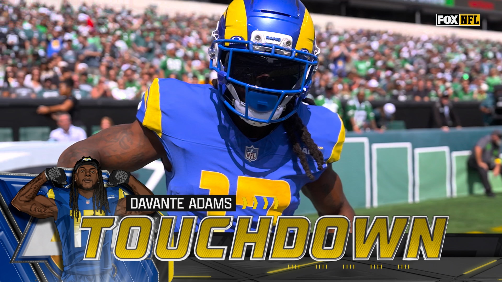 Matthew Stafford finds Davante Adams for 44-yard TD, giving Rams lead over Eagles