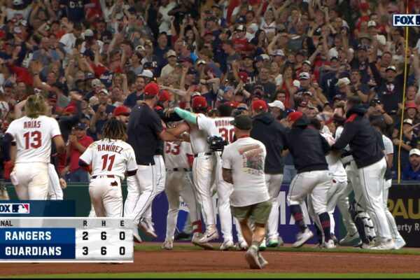 Guardians defeat Rangers on walk-off hit by pitch, clinching playoff berth