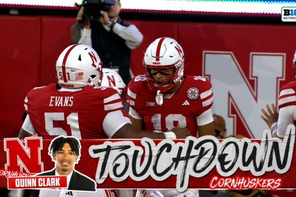 Dylan Raiola hits Quinn Clark for a 37-yard TD pass to increase the Nebraska lead over Akron