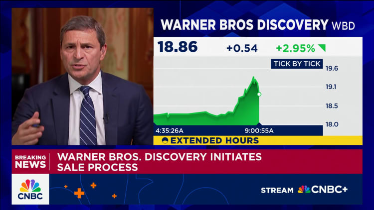 Warner Bros. Discovery says it’s open to a sale; shares jump 10%