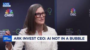 Cathie Wood flags market correction risk but rejects AI bubble fears