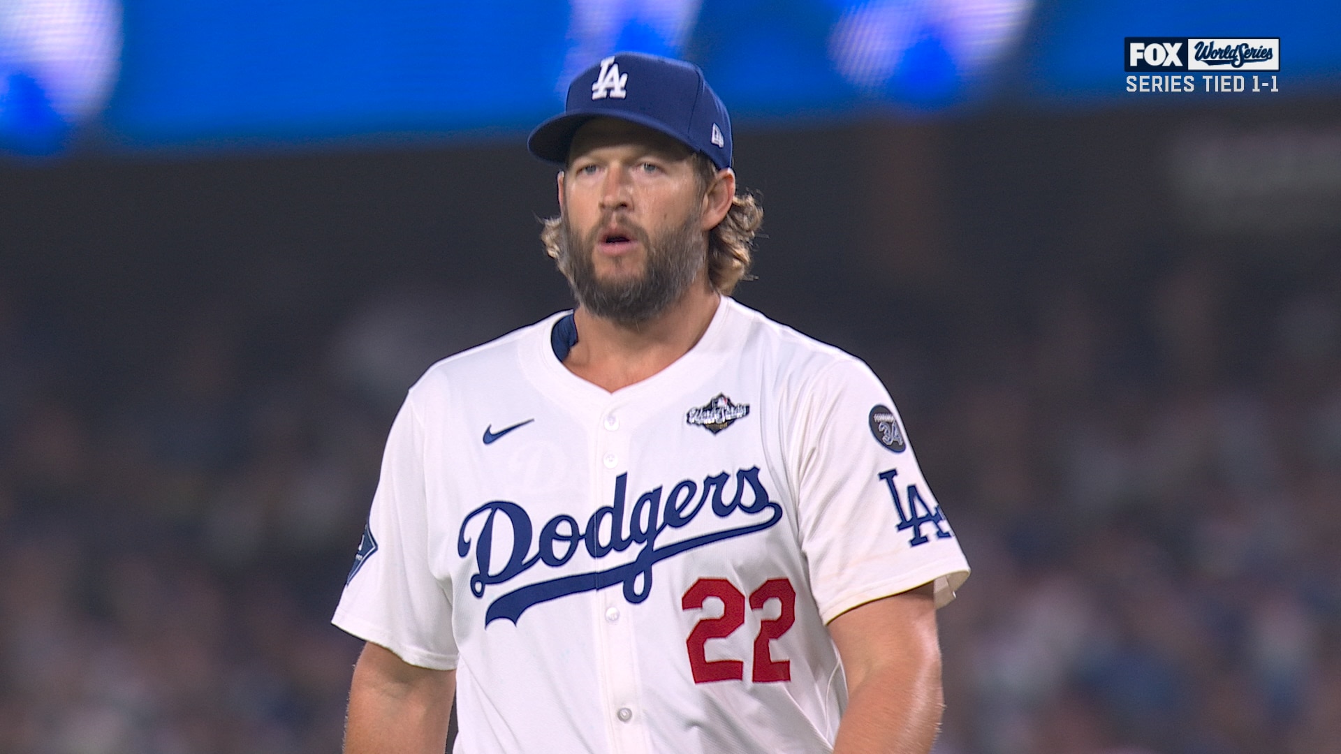 Dodgers' Clayton Kershaw records out in extra innings with bases loaded two outs to keep game tied against Blue Jays Dodgers' Clayton Kershaw records out in extra innings with bases loaded two outs to keep game tied against Blue Jays