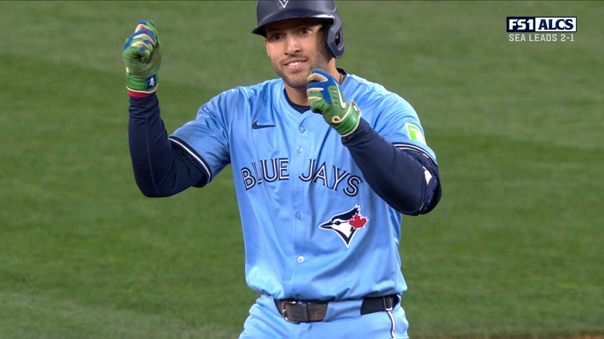 George Springer's double brings in a run, extending their lead against the Mariners