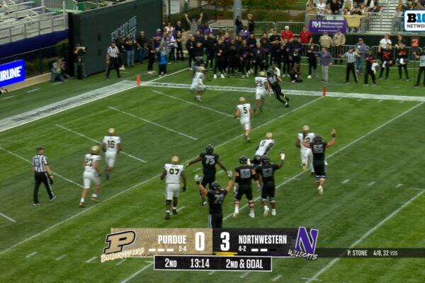 Preston Stone finds Hunter Welcing for a TD, extending Northwestern's lead over Purdue