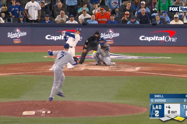 Blue Jays' Daulton Varsho crushes a two-run homer to tie game at 2-2 against Dodgers