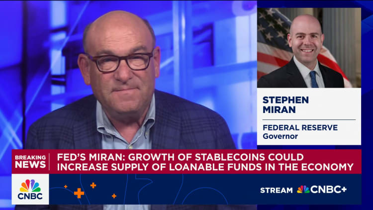 Fed’s Miran says stablecoin surge could help push interest rates lower
