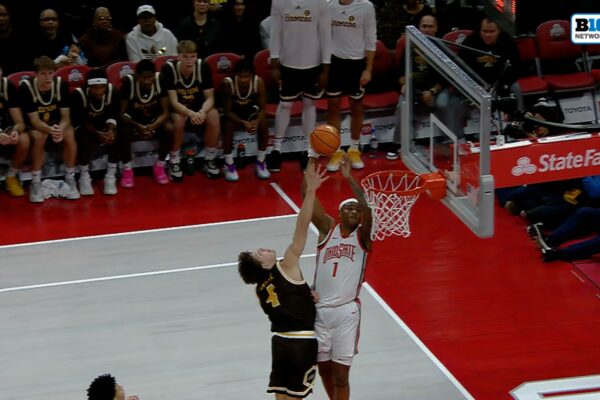 Ohio State's Amare Bynum rises for alley-oop on fastbreak vs. Western Michigan