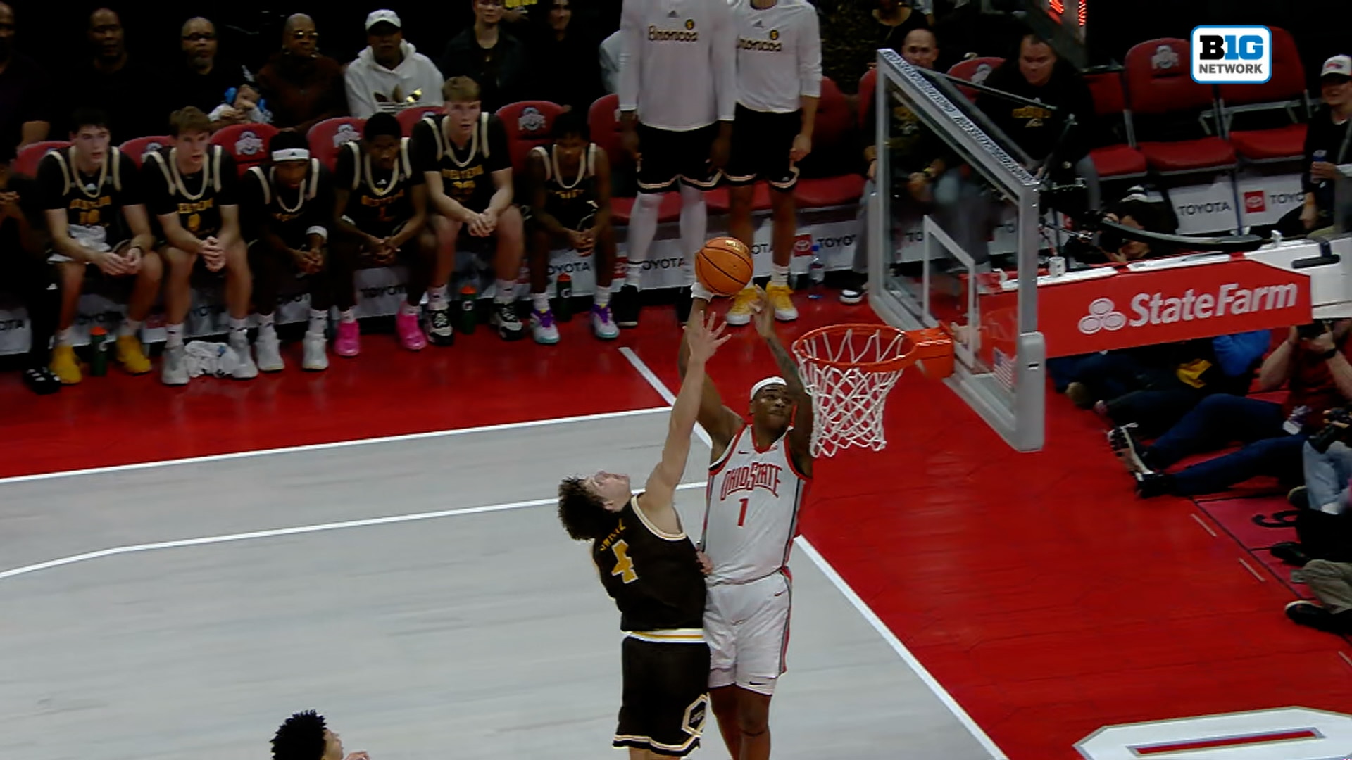 Ohio State's Amare Bynum rises for alley-oop on fastbreak vs. Western Michigan