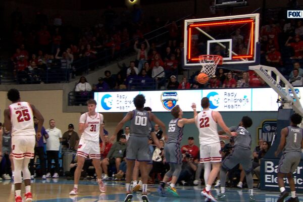 Wisconsin's John Blackwell hits shot as time expired in first half vs. TCU