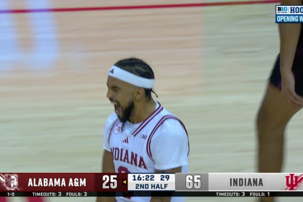 Tayton Conerway finds Reed Bailey for off the glass alley-oop dunk, extending Indiana's lead over Alamaba A&M