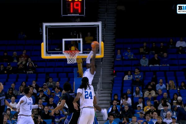 Donovan Dent hits Eric Dailey Jr. for alley-oop SLAM, extending UCLA's lead over Presbyterian