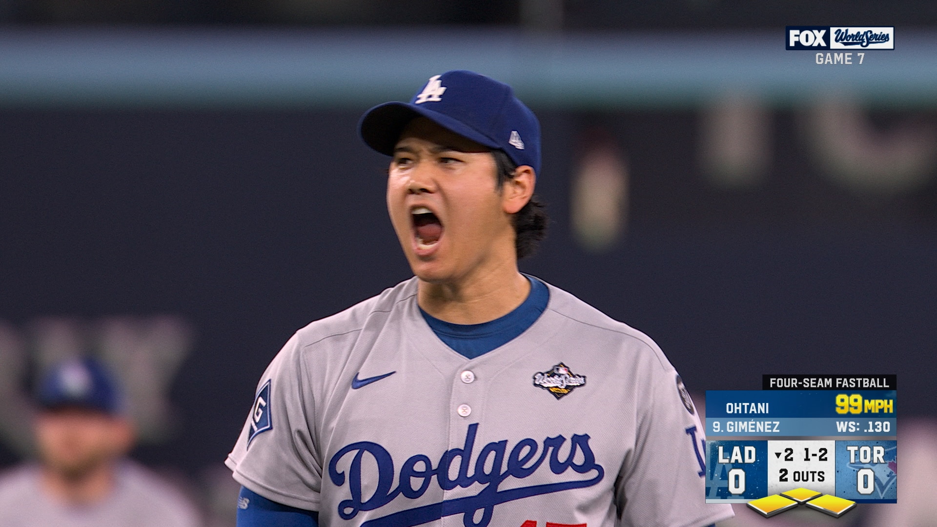 Dodgers’ Shohei Ohtani strikes out Blue Jays’ Andrés Giménez to escape bases-loaded jam