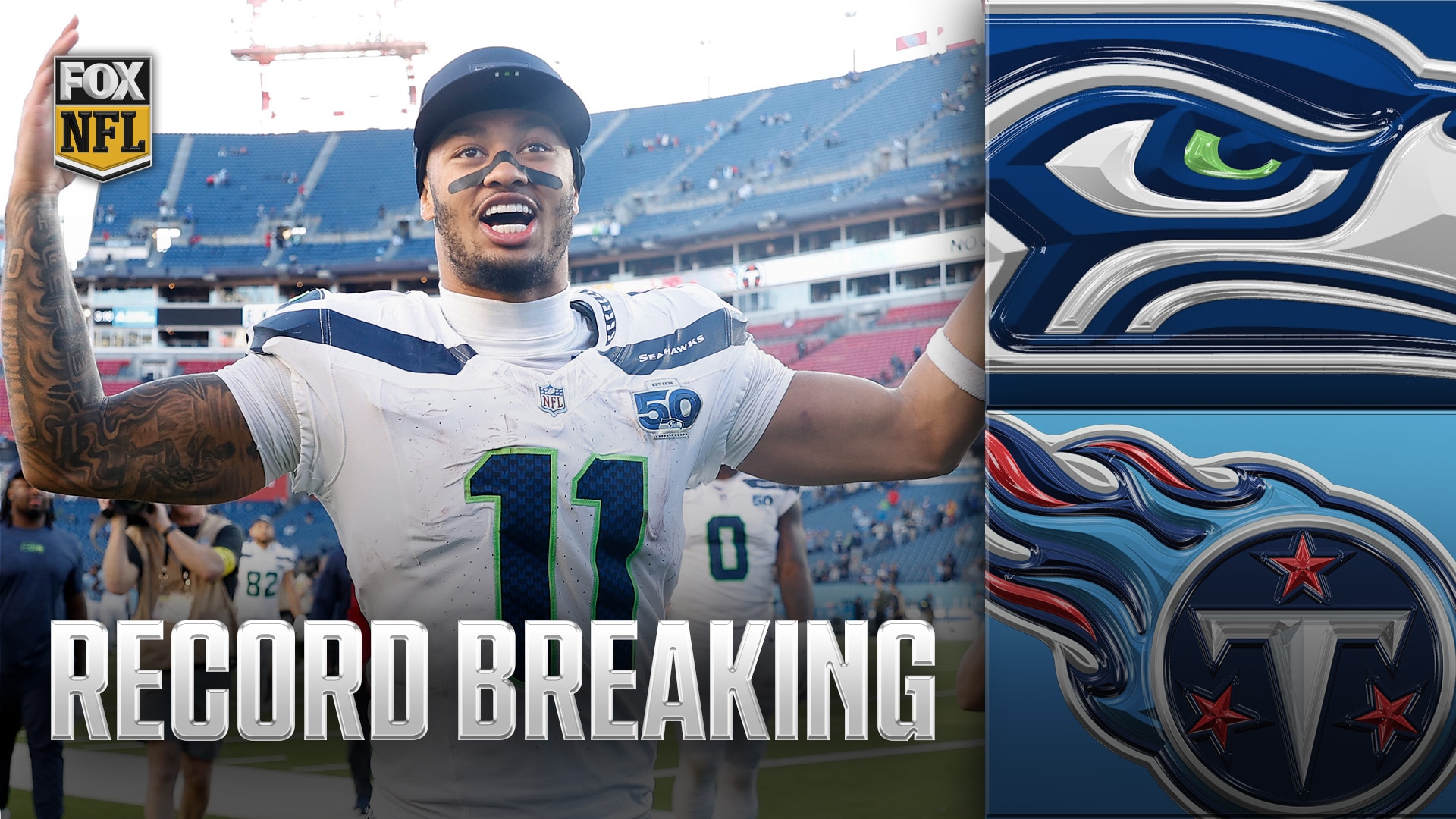 Jaxon Smith Njigba's SHATERS Seahawks WR RECORD in Seattle's win over Titans.