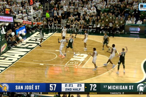 Michigan State's Coen Carr throws down TOUGH reverse alley-oop to seal win vs. San José State