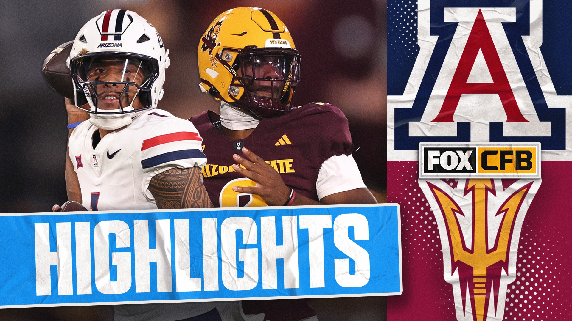 No. 25 Arizona Wildcats vs. No. 20 Arizona State Sun Devils Highlights | FOX College Football