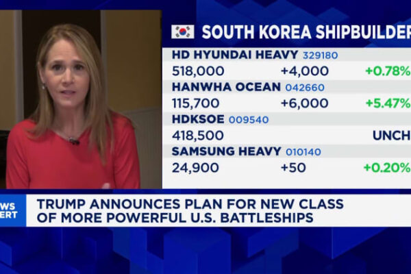 Hanwha Ocean shares jump 10% after Trump says firm to build warships for U.S. Navy