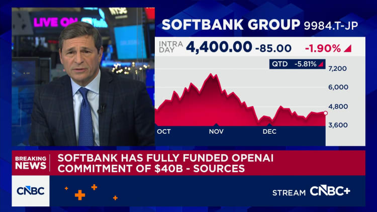 Softbank has fully funded  billion investment in OpenAI, sources tell CNBC