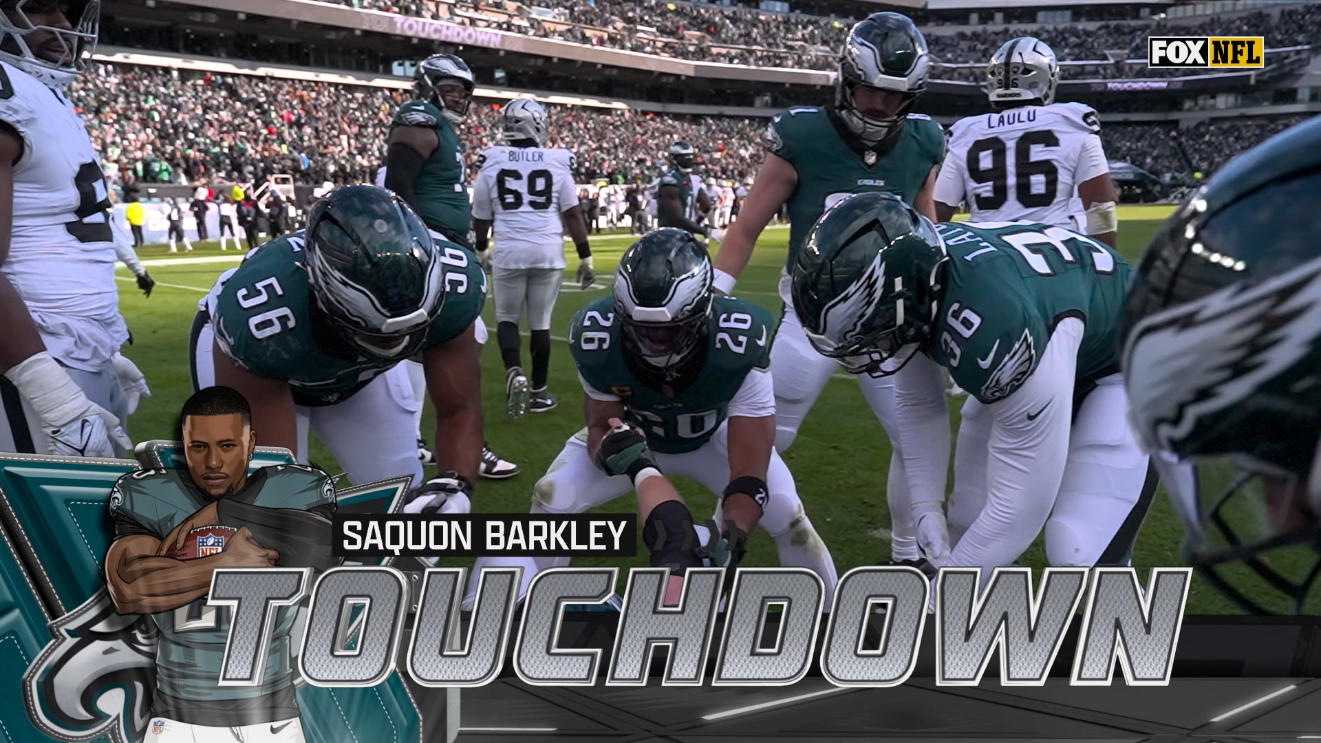 Saquon Barkley rushes for two-yard TD, extending Eagles' lead over Raiders | NFL Highlights