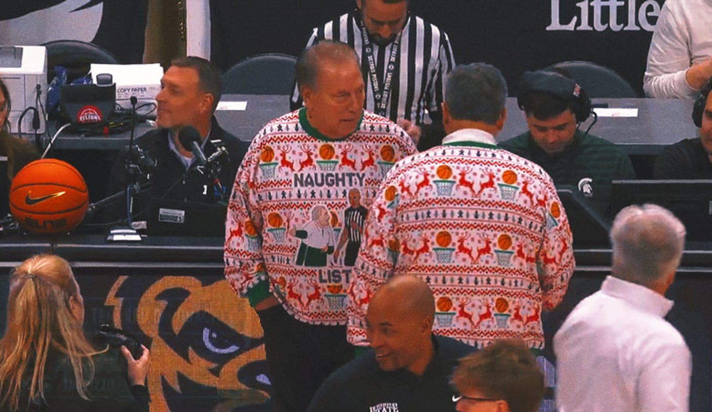 Tom Izzo Teases Ref With ‘Naughty List’ Ugly Christmas Sweater vs. Oakland