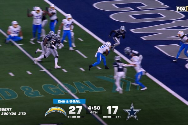 Chargers’ Omarion Hampton rushes for five-yard TD, extending lead over Cowboys | NFL Highlights