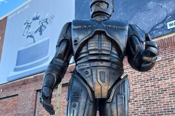 Detroit’s own crime-fighter RoboCop finally stands guard in Motor City
