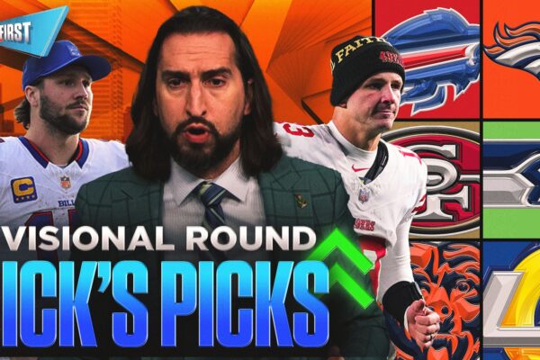 Can Nick Wright go 4-0 in his Divisional Round picks with a Patriots and Rams win? | First Things First