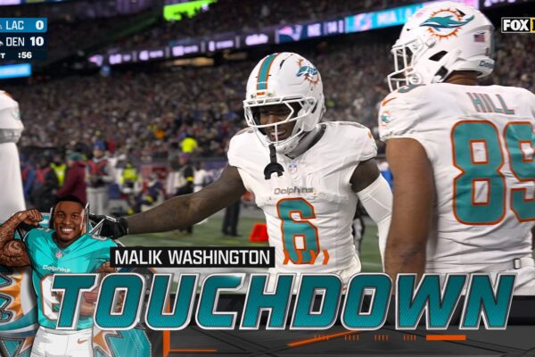 Quinn Ewers finds Malik Washington for Two-Yard TD to chip away at Patriots' lead