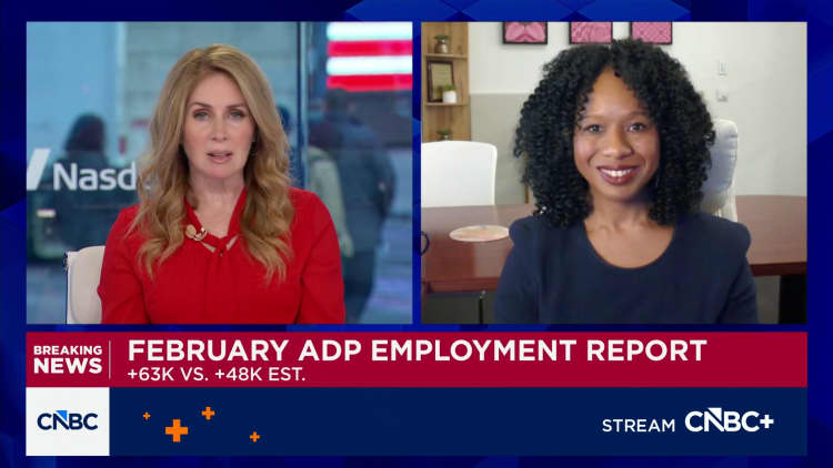 Private companies added 63,000 jobs in February, January revised to just 11,000 additions, ADP says