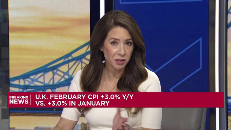 UK inflation unchanged in February in last print before the Iran war