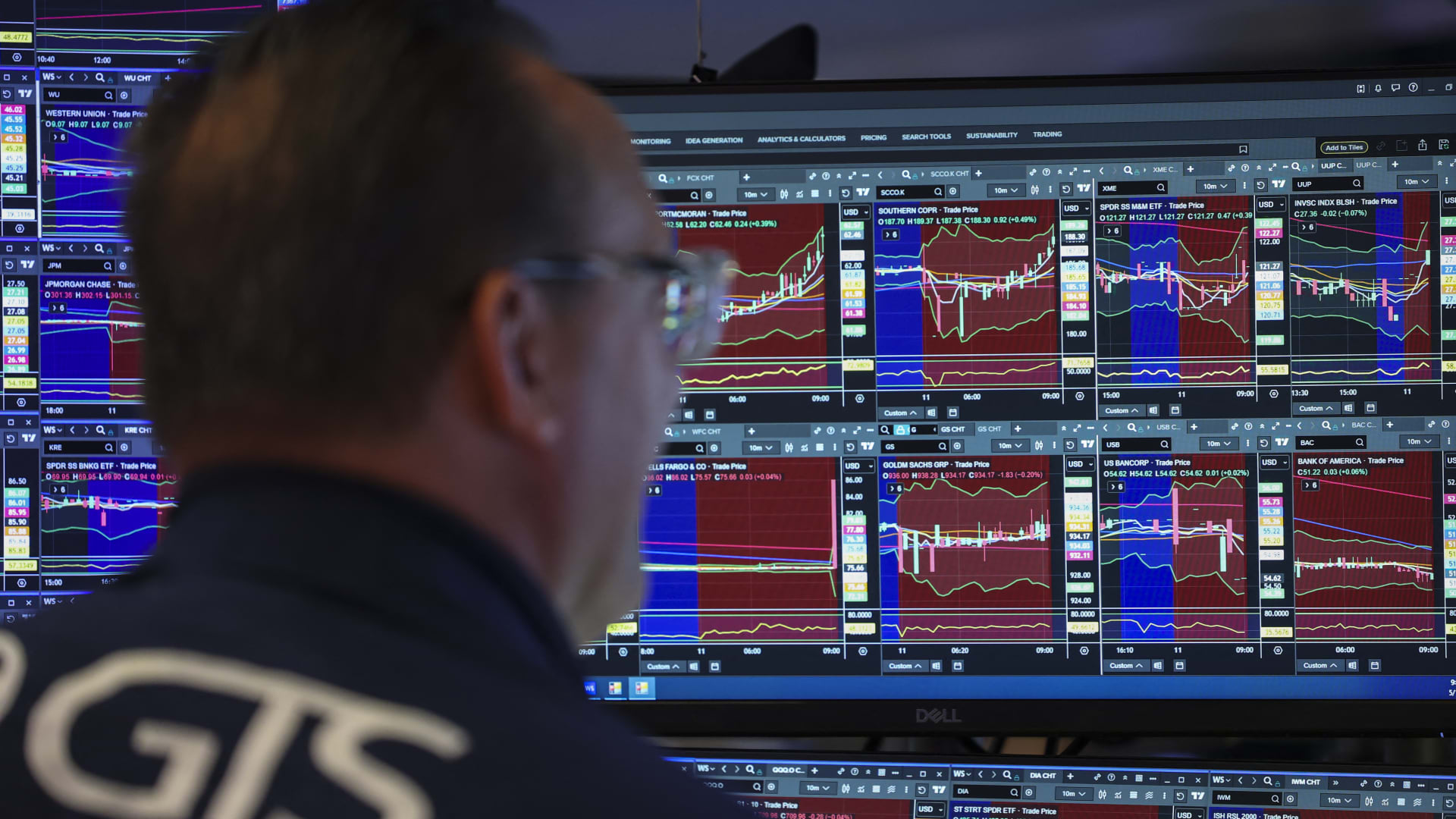 Stocks yield to bond market pressure