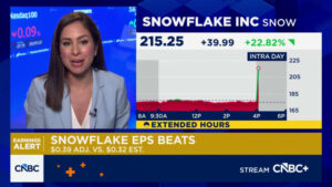 Snowflake stock surges 35% on AI frenzy, fueling software rally