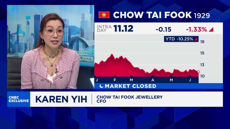 Chow Tai Fook’s shares rise 15% as higher gold price boosts profits